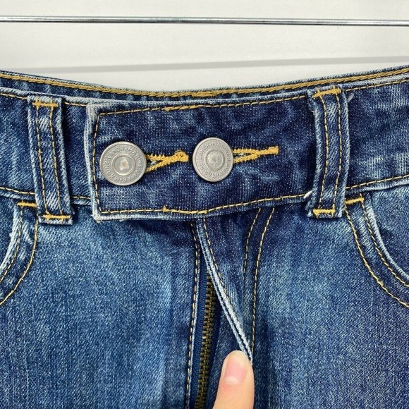 Marine Layer Mendes Denim Mini Skirt Women Size XS Raw Hem Cotton Dark Wash Blue - Picture 4 of 10